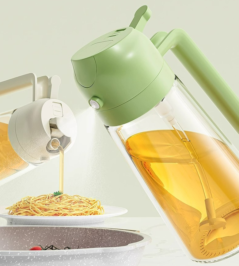 2-in-1 Large Capacity Multi-Function Glass Oil Pot Spray Can Smooth Surface Household Kitchen Supplies