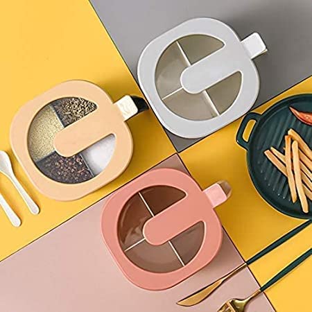 4 Compartments Seasoning Box Spice Jar Condiment Container Kitchen Spice Box