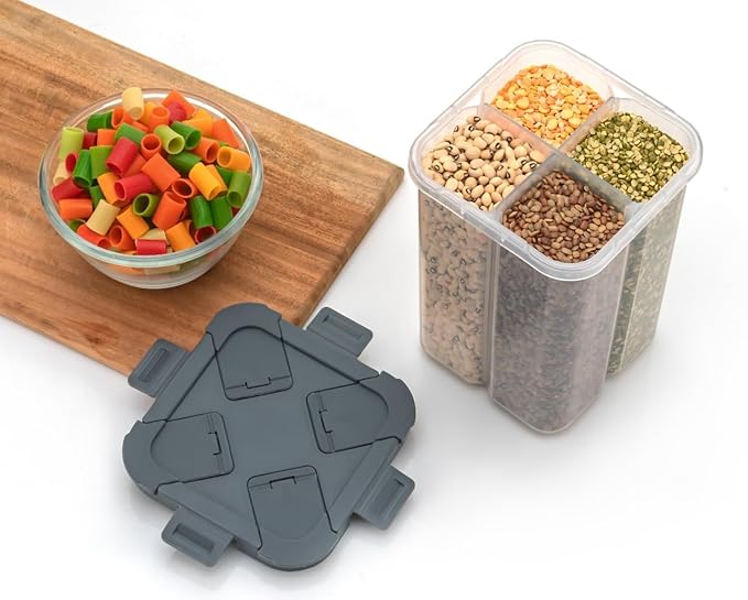 4 Pack Large Plastic Sealed Cans Food Storage Container Organizer Box Kitchen Food Containers