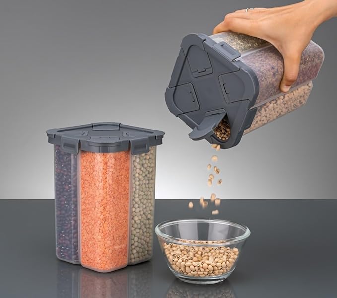 4 Pack Large Plastic Sealed Cans Food Storage Container Organizer Box Kitchen Food Containers