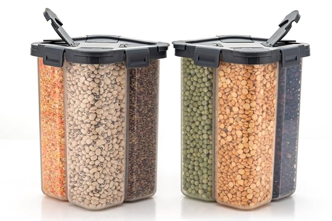 4 Pack Large Plastic Sealed Cans Food Storage Container Organizer Box Kitchen Food Containers