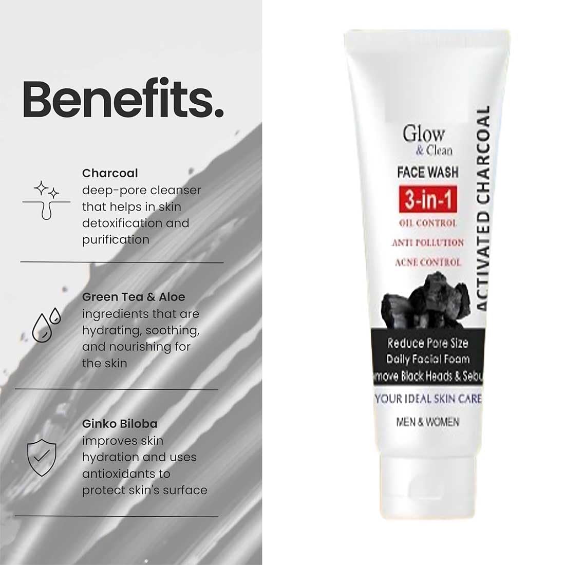 Glow & Clean Activated Charcoal Face Wash (PACK OF 1)