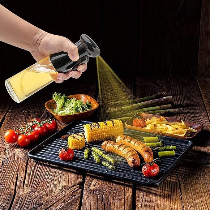 Kitchen Waterproof Black 500ml 2 in 1 Olive Oil Sprayer and Oil Dispenser Bottle for Kitchen