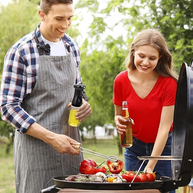 Kitchen Waterproof Black 500ml 2 in 1 Olive Oil Sprayer and Oil Dispenser Bottle for Kitchen