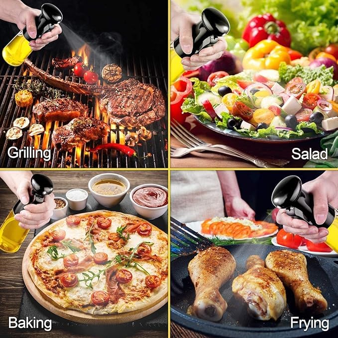 Kitchen Waterproof Black 500ml 2 in 1 Olive Oil Sprayer and Oil Dispenser Bottle for Kitchen