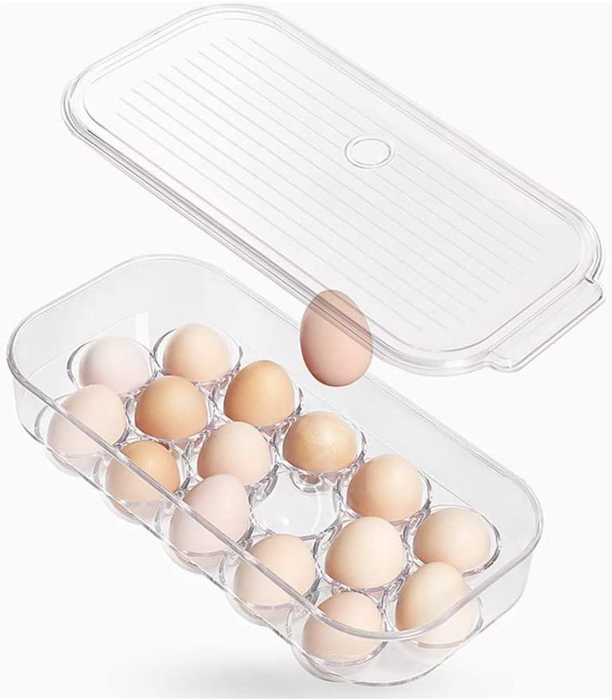 Plastic Egg Container Organizer for Fridge Kitchen Countertop