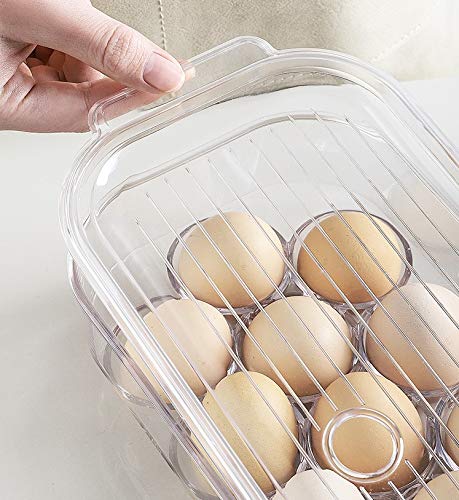 Plastic Egg Container Organizer for Fridge Kitchen Countertop