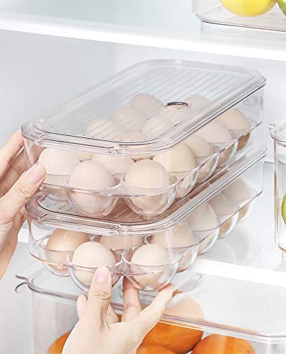 Plastic Egg Container Organizer for Fridge Kitchen Countertop