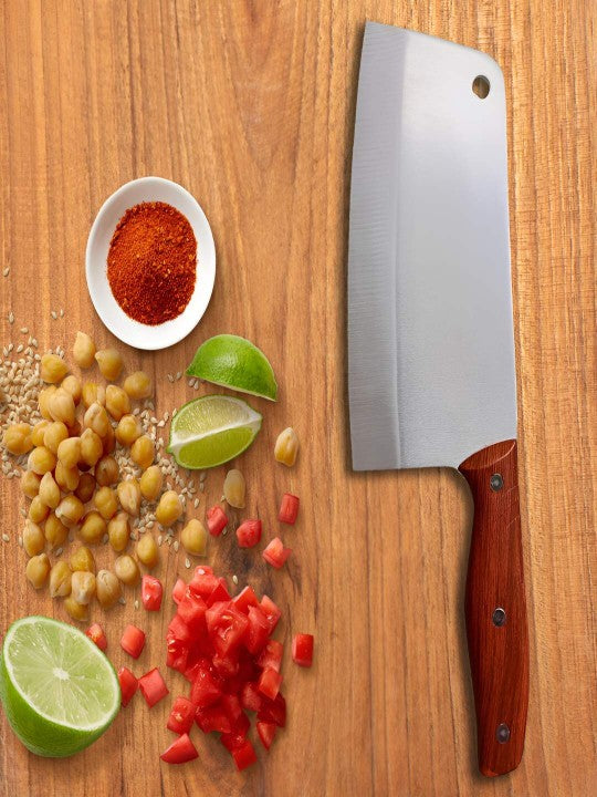 Silver Toned & Brown Stainless Steel Kitchen Knife